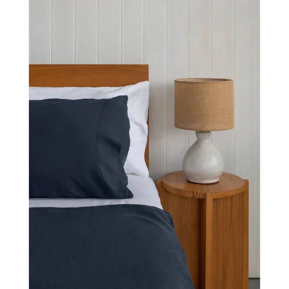 Baloo French Linen Full Queen 60x80 Duvet Cover Navy Blue & Standard Shams Set